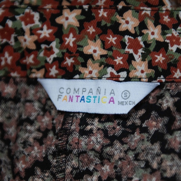 Compania Fantastica Floral Wide Leg Cotton Dungarees Overalls - Picture 9 of 11